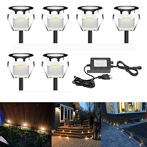 CHNXU LED Bodeneinbauleuchten 6er Set Aussen 0.6W Terrassen Einbaustrahler Ø30mm DC12V LED Boden Licht Warmes Weiß IP67 Wasserdicht LED Deckenstrahler für Küche Garten Treppen Bad Balkon, Schwarz von CHNXU