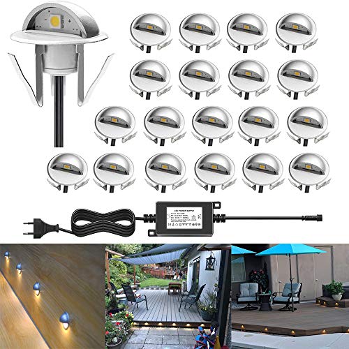 CHNXU Treppenbeleuchtung 20er Set LED Bodeneinbaustrahler IP65 Wasserdicht Außen Terrassen Einbaustrahler Ø35mm Bodenlampe für Garten Holzbrücke Pool Holzdeck, Warmes Weiß CHNXU Treppenbeleuchtung 20er Set LED Bodeneinbaustrahler IP65 Wasserdicht Außen Terrassen Einbaustrahler Ø35mm Bodenlampe für Garten Holzbrücke Pool Holzdeck, Warmes Weiß von CHNXU