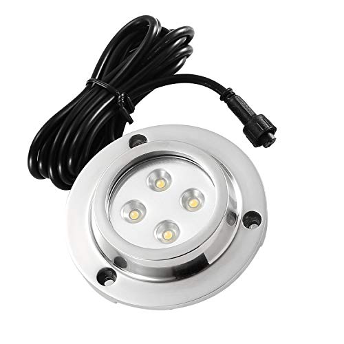 CHNXU Unterwasserbeleuchtung Wasserdichte IP68 Pool Licht Runde 400LM 10W LED Unterwasserlicht 12V Teichbeleuchtung Unterwasserstrahler für Boote Aquarium Brunnen oder Teich, Warmes Weiß von CHNXU