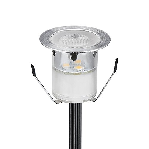 CHNXU LED Bodeneinbauleuchten Aussen 0.6W Terrassen Einbaustrahler Ø30mm DC12V LED Boden Licht Kaltes Weiß IP67 Wasserdicht LED Einbauleuchten Deckenstrahler für Küche Garten Treppen Bad Balkon von CHNXU