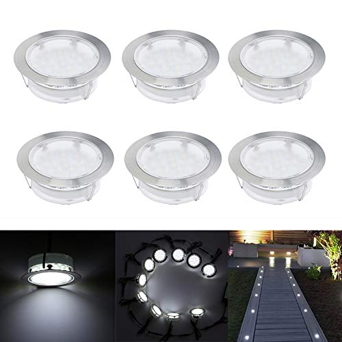 LED Einbaustrahler, 6er Set Bodeneinbaustrahler Aussen Ø80mm 2.5W Treppen Einbauleuchten IP67 Wasserdicht Außenleuchten Boden Lichter für Terrasse, Garten, Balkon,Badezimmer, Küche (Kaltes Weiß) von CHNXU