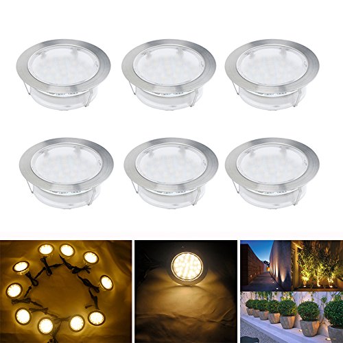 LED Einbaustrahler, 6er Set Bodeneinbaustrahler Aussen Ø80mm 2.5W Treppen Einbauleuchten IP67 Wasserdicht Außenleuchten Boden Lichter für Terrasse, Garten, Balkon,Badezimmer, Küche (Warmes Weiß) von CHNXU