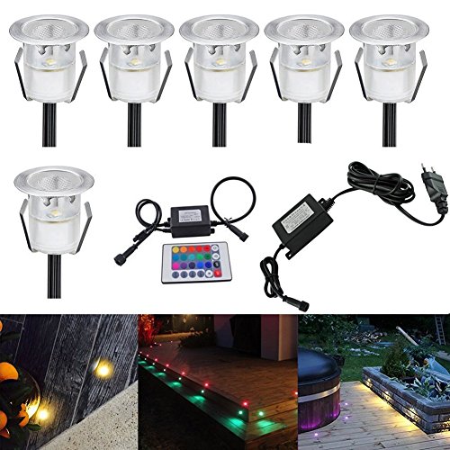fvtled 20 x Spot Außen LED Einbauleuchten für Terrasse 'enterre, IP67 dc12 V- Beleuchtung für Weg Treppe Landschaft Schritt Lot de 6-RGB von CHNXU