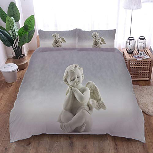 CHNXXL Drucken Engel Baby Muster Bettwäsche Single 140X200Cm 3 Teilig Mit Bettwäsche Set Bettbezug Mit Reißverschluss Und 2 Kissenbezug 80X80Cm Fit Kinder Jugend von CHNXXL