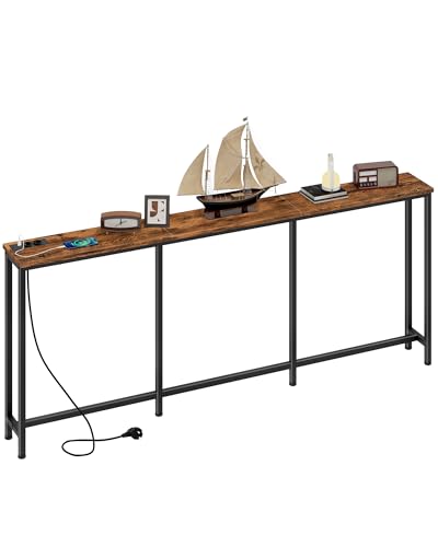 CHOEZON 180cm Konsolentisch, Flurtisch mit Ladestation, schmaler Sofatisch mit 2 Steckdosen und 2 USB, Beistelltisch, für Wohnzimmer, Eingangsbereich, Rustikales Braun und Schwarz DTXG18CBF CHOEZON 180cm Konsolentisch, Flurtisch mit Ladestation, schmaler Sofatisch mit 2 Steckdosen und 2 USB, Beistelltisch, für Wohnzimmer, Eingangsbereich, Rustikales Braun und Schwarz DTXG18CBF von CHOEZON