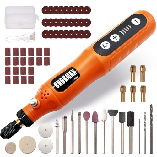 CHOKMAX Akku Multifunktionswerkzeug, 5-Gang-Schleifer-Kit mit 72 Zubehörteilen und Front-LED-Licht, Typ-C-Ladekunsthandwerkswerkzeug zum Gravieren, Schleifen, Polieren, Bohren, Schleifen CHOKMAX Akku Multifunktionswerkzeug, 5-Gang-Schleifer-Kit mit 72 Zubehörteilen und Front-LED-Licht, Typ-C-Ladekunsthandwerkswerkzeug zum Gravieren, Schleifen, Polieren, Bohren, Schleifen von CHOKMAX