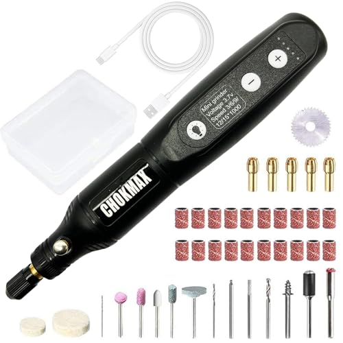 CHOKMAX Mini Multifunktionswerkzeug, 3.7V 5-Geschwindigkeiten Akku Mehrzweckschleifmaschine mit 42 Teilen Zubehör, LED Arbeitsscheinwerfer vorne Elektrisches zum Polieren, Reinigen und Gravieren CHOKMAX Mini Multifunktionswerkzeug, 3.7V 5-Geschwindigkeiten Akku Mehrzweckschleifmaschine mit 42 Teilen Zubehör, LED Arbeitsscheinwerfer vorne Elektrisches zum Polieren, Reinigen und Gravieren von CHOKMAX