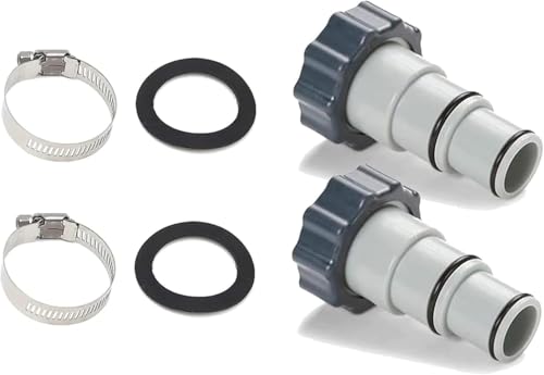 Pool Adapter A, 2 Stück Pool Schlauchadapter mit Gewinde, Adapter Poolschlauch, Schlauchadapter Pool 38mm und 32mm, Poolpumpe Schlauch Adapter für 32 und 38 mm Pool Schlauch Anschluss von CHONGQILAO