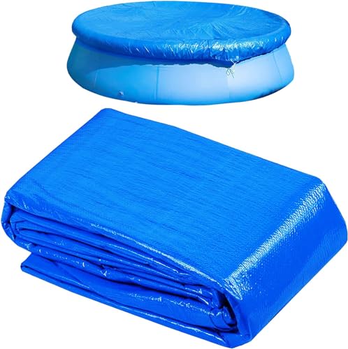 Poolabdeckung Rund, Round Pool Cover Poolabdeckplane Ø 220 cm, Pool Abdeckplane, Schwimmbad Poolabdeckung, Plane Schutzplane für 183 cm Runde Pools, Winddicht, Regenfest, Staubdicht von CHONGQILAO