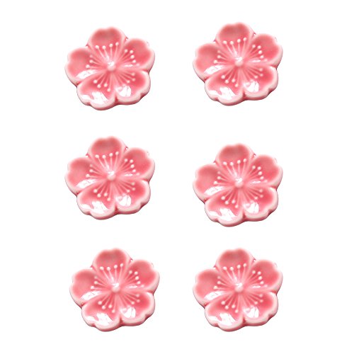 CHOOLD Elegante Kirschblüten-Keramik-Essstäbchenablage für Esslöffel, Messer, Gabelhalter, Sakura-Essstäbchen, 6 Stück von CHOOLD