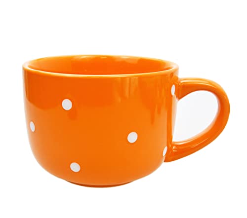 CHOOLD Große Keramik-Kaffeetasse, gepunktet, Milchbecher, Teetasse, Jumbo-Tassen, Suppenschüssel mit Griff für Paare, 425 ml (bunt) von CHOOLD