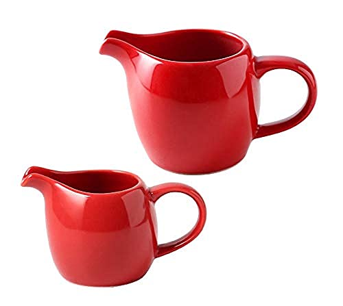 CHOOLD Mini-Keramikkännchen mit Griff, Milchkännchen – Rot – 42,5 ml + 85 ml, 2 Stück von CHOOLD