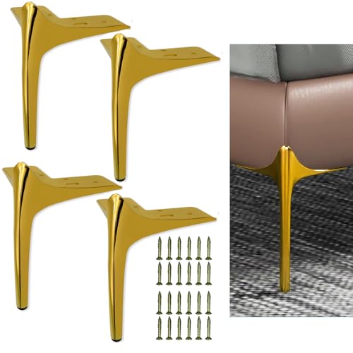CHORMING Möbelbeine, 18 cm, Metall, robust, moderne Füße, Patas para Muebles für Stuhl, Kommode, Schrank, Gold, 4 Stück von CHORMING