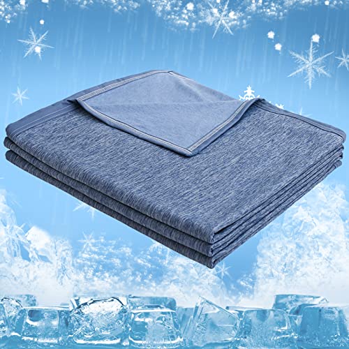 CHOSHOME Sommerdecke Kühldecke 150x200cm, mit Japanische Q-Max 0,45 Kühlfasern, 2 in1 Selbstkühlende Decke Leichte Kuscheldecke für Menschen Doppelseitige Verwendung Wohndecke, Blau von CHOSHOME