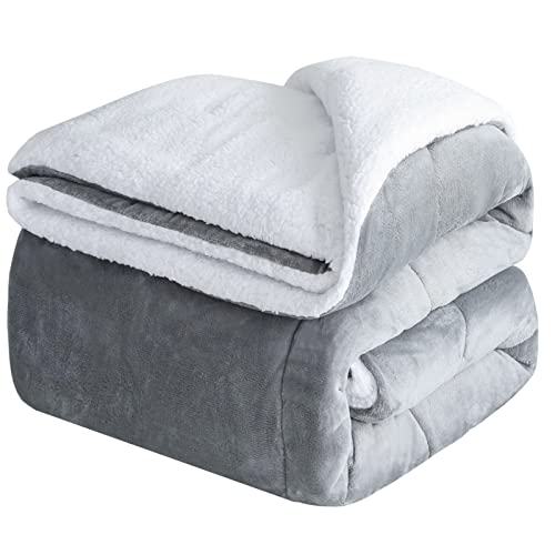 CHOSHOME Kuscheldecke Flauschig Sherpa 150x200CM Warm Flanell Decke Baby Sherpa Kuscheldecke Weiche Warme Fleecedecke von Dicke Sofadecke für Winter Flauschige Sherpa Wolldecke für Couch Schwere Grau von CHOSHOME