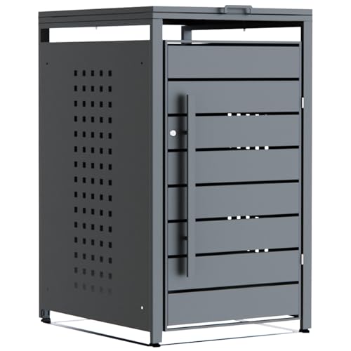 CHOSHOME Mülltonnenbox 1er - Anthrazit für 1 Tonnen bis 240L - inkl. Erweiterungsmöglichkeit - Witterungsbeständiger und Pulverbeschichteter Stahl mit Automatikdeckel, Abschließbar - Garten Müllbox CHOSHOME Mülltonnenbox 1er - Anthrazit für 1 Tonnen bis 240L - inkl. Erweiterungsmöglichkeit - Witterungsbeständiger und Pulverbeschichteter Stahl mit Automatikdeckel, Abschließbar - Garten Müllbox von CHOSHOME