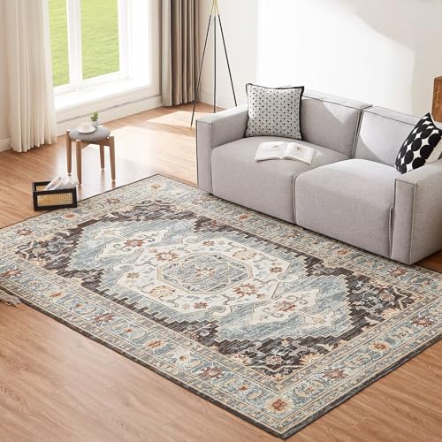 CHOSHOME Teppich Wohnzimmer 200x290CM Waschbar in Waschmaschine Teppich Schlafzimmer Braun Boho Teppiche Vintage Flauschiger Kurzflor In und Outdoor Teppiche rutschfest von CHOSHOME