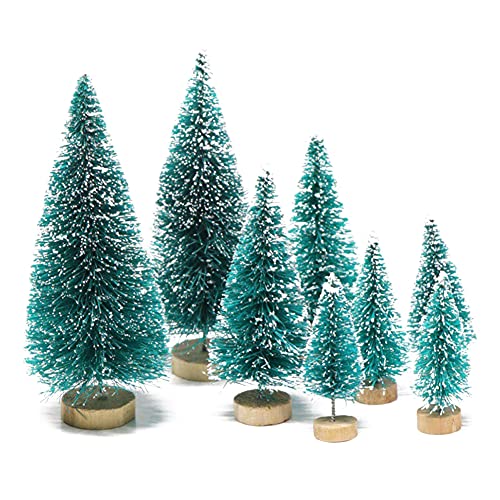 CHOSMO Weihnachtsbaum künstlich 8 Stück 4 Größen Miniatur Klein Tisch Christmasbaum Mini Tannenbaum mit Schnee Weihnachtsdekoration für Zuhause und Büro von CHOSMO