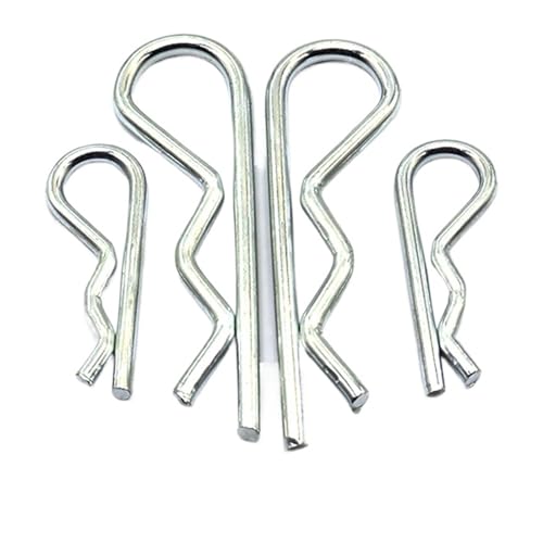 CHOUXUANGA R-Clipstift, 1~40 Stück Federstahlstift Typ B Stift Typ R Splint Wellensicherungsring Kartenstift Haarnadelstift Bolzen Edelstahl/verzinkter Stift(Galvanized,M4x90mm (4Pcs)) von CHOUXUANGA