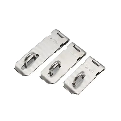 CHOUXUANGA Türvorhängeschloss-Haspe, 4 STÜCKE 3 4 5 Zoll Türriegelschloss Vorhängeschloss Verdickung Edelstahl Haspe Klammer Verwendet for Holztürschrank Garten mit Schrauben(4 inch) von CHOUXUANGA
