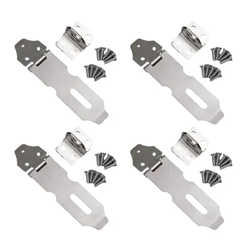 CHOUXUANGA Türvorhängeschloss-Haspe, 4-teiliges Schnallen-Vorhängeschloss, 90 °, aus Edelstahl, faltbar, Diebstahlsicherung, Türschnallenschloss for Heimwerker, Haushalts-Hardware-Dekoration(2 inch) von CHOUXUANGA