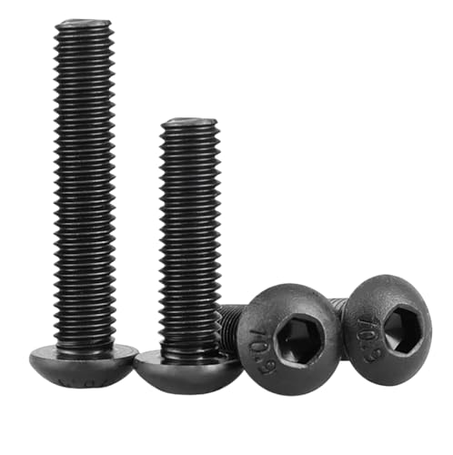 CHOUXUANGA Vierkantmuttern, Schrauben, 10 Stück M2 M2.5 M3 M4 M5 M6 Schrauben Innensechskant Rundkopfkappe Schwarze Schraubbefestigungsschraube, M2 X10 Stück, 50 mm(M2.5 X10pcs,6mm) von CHOUXUANGA
