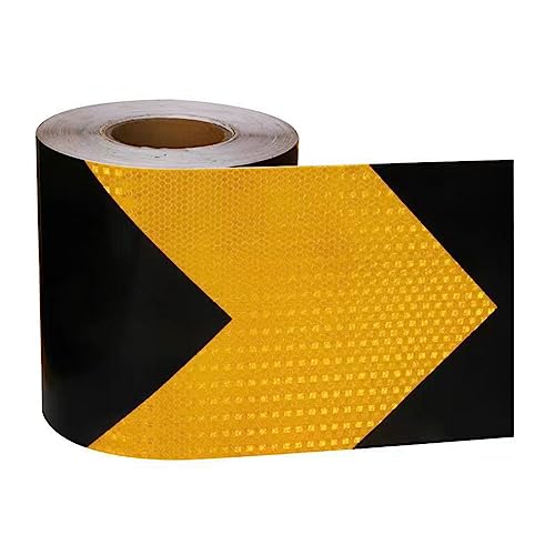 Reflektierendes Band, Reflektierendes Warnband for die Nachtsicherheit, Leitpfeil/Signal, Reflektor-Auffälligkeit, 3,9 Zoll × 82 Fuß, blau-weiß(Black Yellow) von CHOUXUANGA