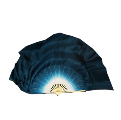 Tanzfächer, Seidenfächer, Bauchtanz-Bambus-Fächerschleier, handgefärbt, Seidenschleier, 2er-Pack, mehrfarbig, 50,8 cm(Blu) von CHOUXUANGA