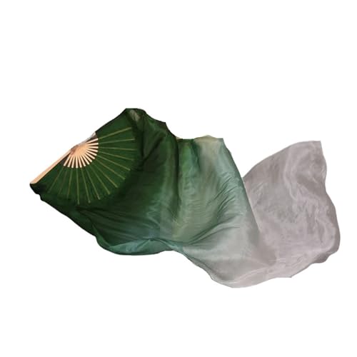 Tanzfächer, Seidenfächer, Bauchtanz-Bambus-Fächerschleier aus Seide, 2er-Pack, mehrfarbig, mehrere Größen(Lake Blue,120X90CM) von CHOUXUANGA