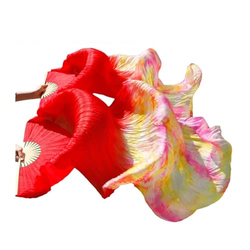 Tanzfächer, Seidenfächer, Bauchtanz-Bambusfächerschleier, 1 Paar, echte Seide, Performance-Requisiten, mehrfarbig, mehrere Größen(4,180x90cm) von CHOUXUANGA