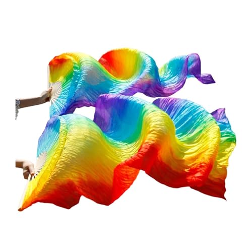 Tanzfächer, Seidenfächer, Bauchtanz-Bambusfächerschleier, 1 Paar, echte Seide, Performance-Requisiten, mehrfarbig, mehrere Größen(46,280x90cm) von CHOUXUANGA