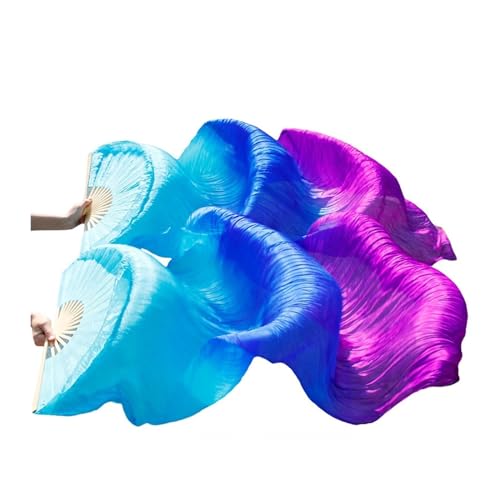 Tanzfächer, Seidenfächer, Bauchtanz-Bambusfächerschleier, 1 Paar, echte Seide, Performance-Requisiten, mehrfarbig, mehrere Größen(52,120x90cm) von CHOUXUANGA