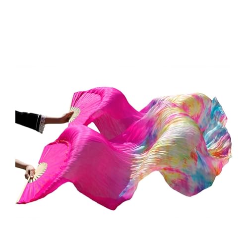 Tanzfächer, Seidenfächer, Bauchtanz-Bambusfächerschleier, 1 Paar, echte Seide, Performance-Requisiten, mehrfarbig, mehrere Größen(902,150x90cm) von CHOUXUANGA