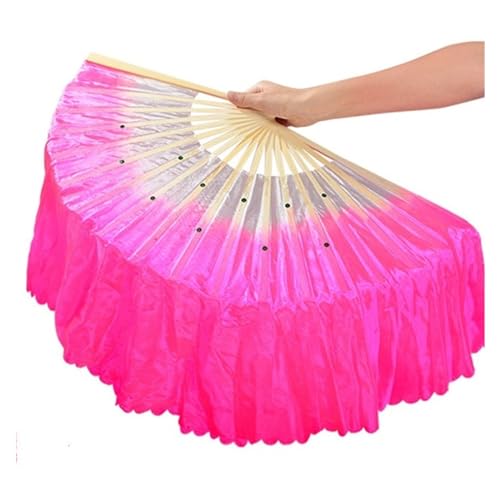 Tanzfächer, Seidenfächer, Bauchtanz-Bambusfächerschleier, Paar, Kunstseide, Farbverlauf, mehrfarbig, mehrere Größen, 2 Stück(Black) von CHOUXUANGA