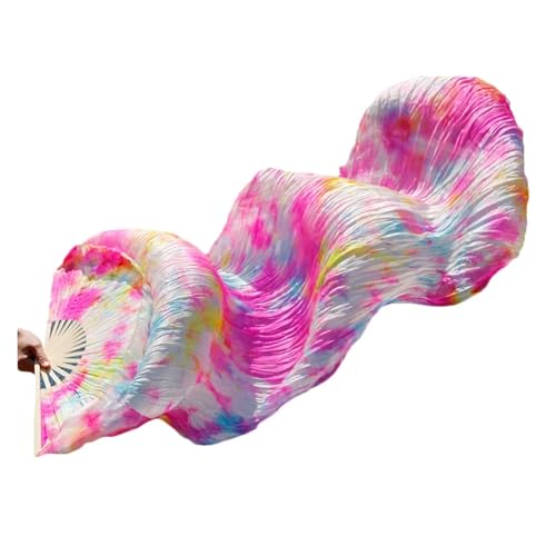 Tanzfächer, Seidenfächer, Bauchtanz-Fächerschleier, handgefärbte Seide, mehrfarbig, mehrere Größen(Fs50-1 Piece,L-180x90cmReal Silk) von CHOUXUANGA