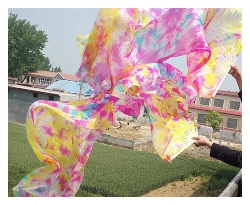 Tanzfächer, Seidenfächer, Bauchtanz-Fächerschleier aus Bambusseide, mehrfarbig, mehrere Größen, 2er-Pack(Grijs,120cm) von CHOUXUANGA