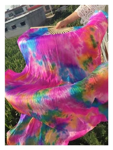 Tanzfächer, Seidenfächer, Bauchtanz-Fächerschleier aus Bambusseide, mehrfarbig, mehrere Größen, 2er-Pack(Oranje,180cm(71 Inch)) von CHOUXUANGA