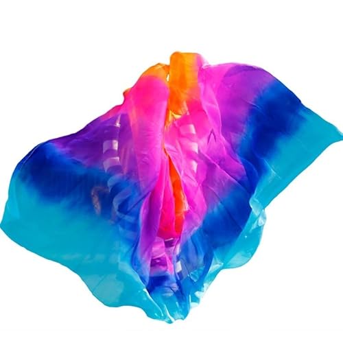 Tanzfächer, Seidenfächer, Bauchtanzschleier Seidenschleier Handgefertigte Schleier mit Farbverlauf Übergrößen for Tanzübungen und Aufführungen(Sk026,XL-270cm-114cm) von CHOUXUANGA