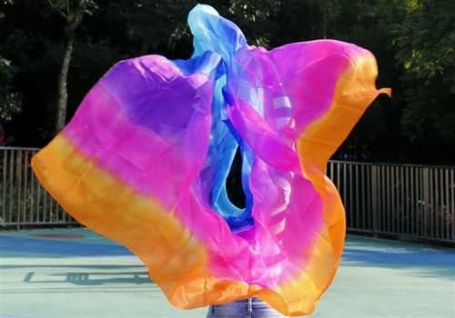 Tanzfächer, Seidenfächer, Bauchtanzschleier aus echter Seide, 1 Stück, Bauchtanz-Accessoire, Schal, Tanzübungs- und Bühnenperformance-Schleier(Tbpro,400x114cm) von CHOUXUANGA