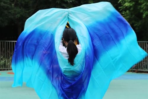 Tanzfächer, Seidenfächer, Bauchtanzschleier aus echter Seide, 1 Stück, Bauchtanz-Accessoire, Schal, Tanzübungs- und Bühnenperformance-Schleier(Tbt,200x90cm) von CHOUXUANGA