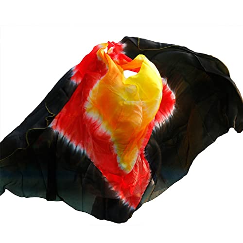 Tanzfächer, Seidenfächer, Münzgürtel Seiden-Bauchtanzschleier 200/250/270 cm Handgefertigter gefärbter Schal Rot Orange Gelb Schwarz Farbverlauf Tanzzubehör(Beige,250x114cm) von CHOUXUANGA