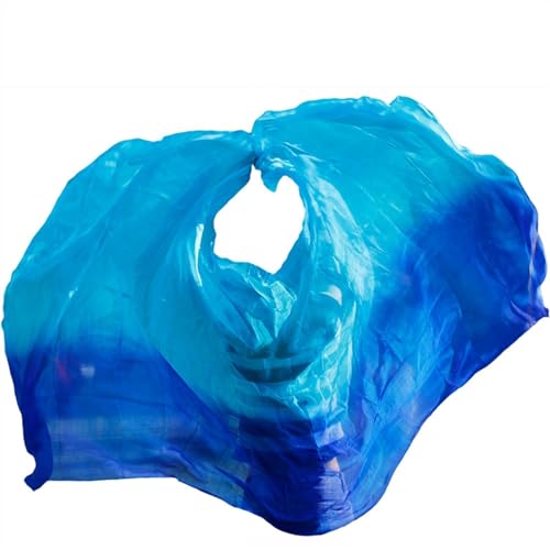 Tanzfächer, Seidenfächer, Schleier Handgefertigter gefärbter chinesischer echter Seidenschleier, Schal, Kostümzubehör, Bauchtanzschleier(Color 2-ye,XXL- 400X114cm) von CHOUXUANGA