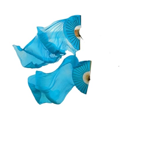 Tanzfächer, Seidenfächer, Tanzfächerschleier aus Seide und Bambus, 2er-Pack, mehrfarbig, 120–280 x 90 cm(Turquoise,180x90cm) von CHOUXUANGA
