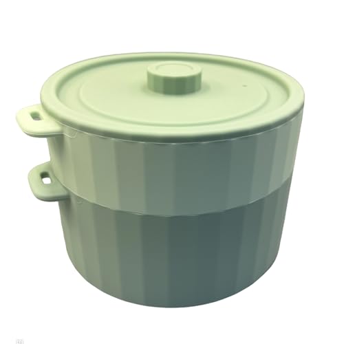 CHOUYUHE 2-stöckiger Mikrowellen-Dampfgarer aus Silikon, geteilte Fächer mit Deckel, stapelbarer Lebensmittelbehälter, Salbeigrün von CHOUYUHE