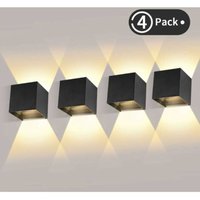 4 Stück LED Wandleuchte Außen 12W Innenwandleuchten 3000K Warmweiß Wasserdichtes Design IP65 - Schwarz 4 Stück LED Wandleuchte Außen 12W Innenwandleuchten 3000K Warmweiß Wasserdichtes Design IP65 - Schwarz von CHOYCLIT