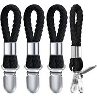 4er-Pack Handtuchklammern – Handtuch-Aufhängeklammern – Handtuchklammern mit Schlaufen – Schwarz – für Zuhause, Kleiderschränke und Badezimmer von CHOYCLIT