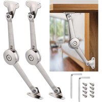 CHOYCLIT 2 Stück Soft-Close-Deckelstützscharnier mit Schrauben und Inbusschlüssel, Satin-Nickel, Tragkraft 18 kg, Deckelhaltescharnier für Schränke, von CHOYCLIT