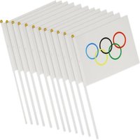 CHOYCLIT 20 Stück kleine Olympische Flaggen, Mini-Flaggen Olympische Spiele Paris 2024 mit weißem Mast, Olympische Spiele-Dekoration, 14 x 21 cm von CHOYCLIT