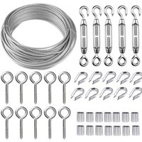 CHOYCLIT Edelstahl-Hängeseil-Set, 30 m/2 mm beschichtetes Edelstahlkabel mit M5-Spannschlössern, 2 mm Drahtseil-Set für Kletterpflanzen, Wäscheleine, von CHOYCLIT