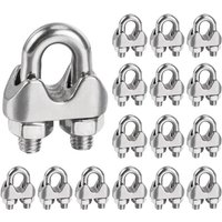 CHOYCLIT Edelstahl-Kabelklemme 6 mm, 16 Stück Stahlkabelklemmen, Befestigungselemente für 6 mm Metallkabel, M6 Metallkabelklemme, U-Clips für von CHOYCLIT